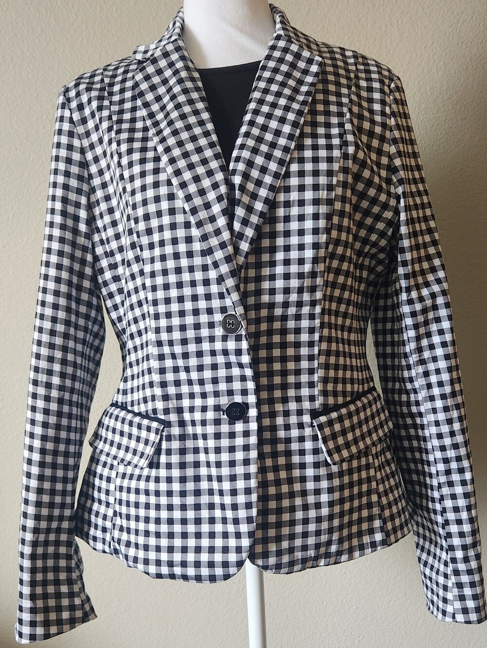 Black & White Buffalo Check Gingham Women's Blazer New York & Co 7th Avenue